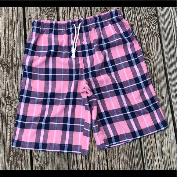 Mens Plaid Elastic Waist Shorts 